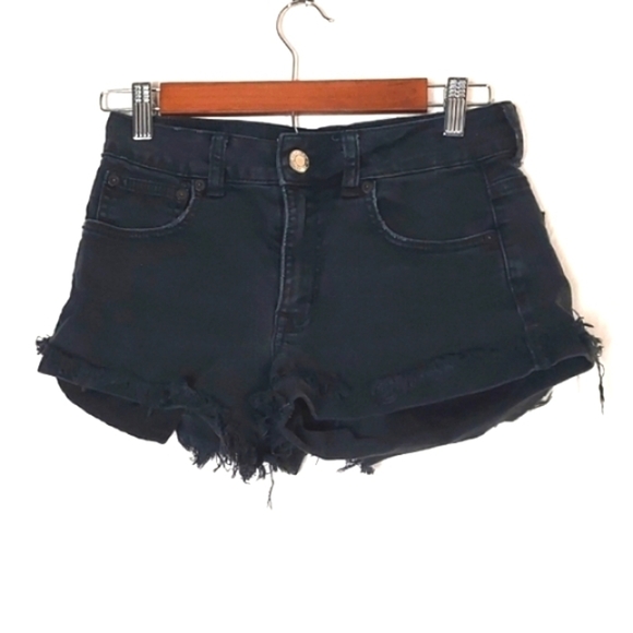 American Eagle Hi-Rise Festival Short Black Distressed Jean Shorts Size 0 - Picture 2 of 16